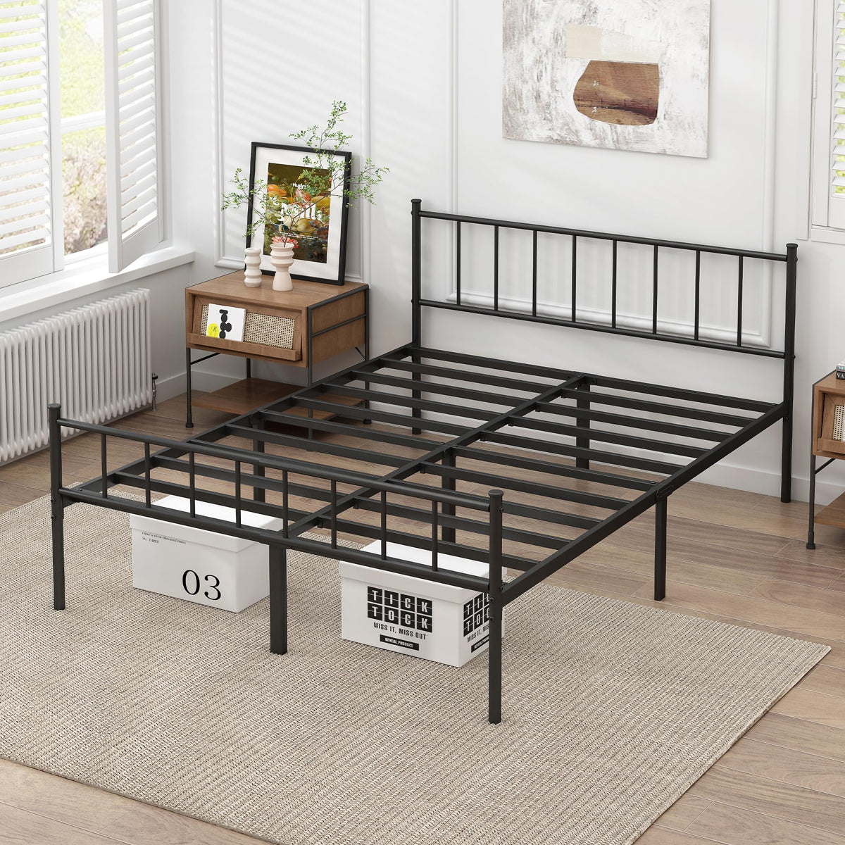 Queen Metal Bed Frame with Steel Slat Support U829