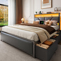 Full Size Bed Frame with Storage Headboard K8086