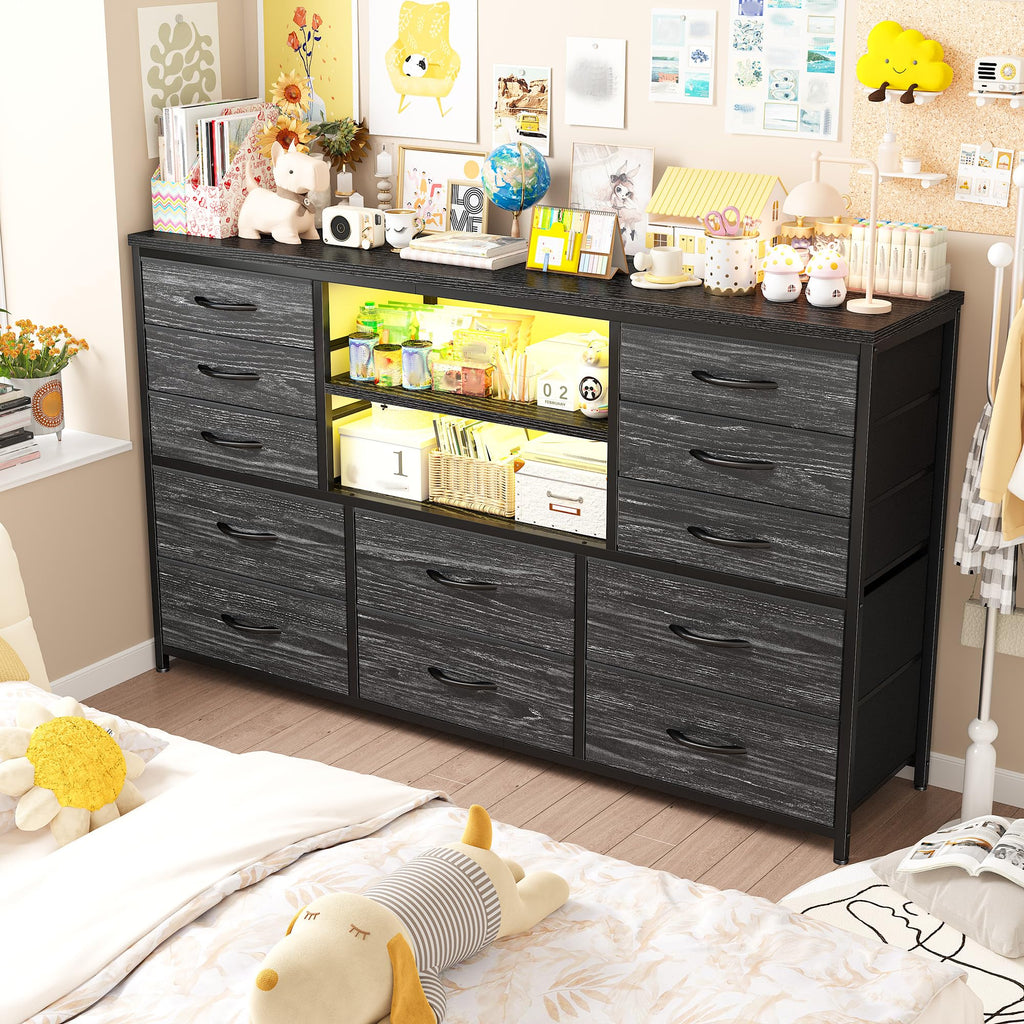 Dresser with LED Lights & Charging Station I2522