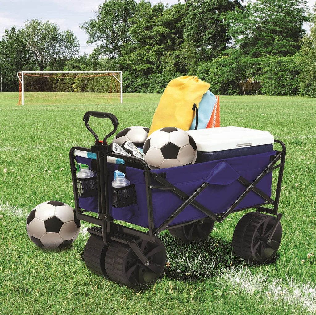 Blue Black Collapsible All Terrain Utility Beach Wagon Cart F1891