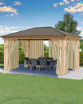 Waterproof Rod Pocket Outdoor Curtains 6 Pcs 54x84 Inch Cream K5638