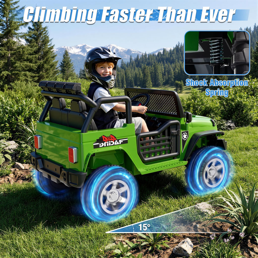 24V 4WD Ride on Truck Car with 800W Motors, Remote Control, 2 Seaters, Green N98262
