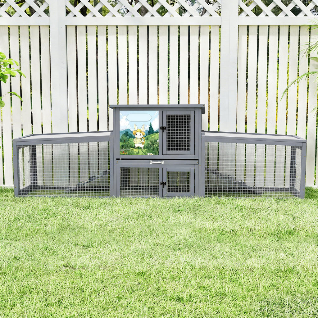 Extra Large Wood Rabbit Hutch with Cleaning Tray S3816