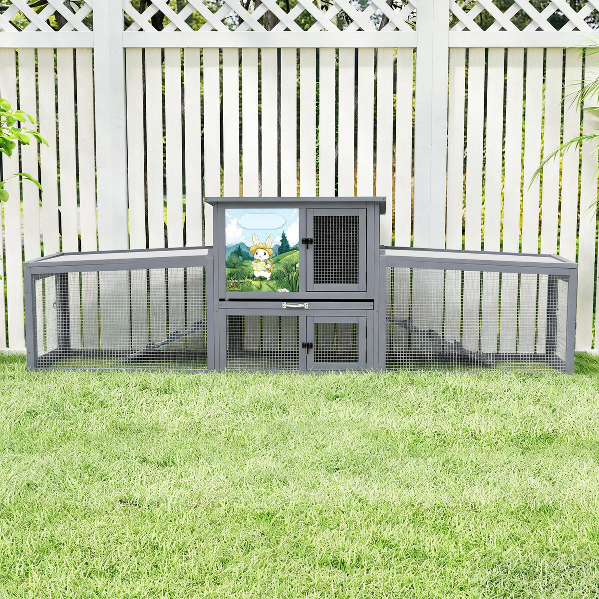Extra Large Wood Rabbit Hutch with Cleaning Tray S3816