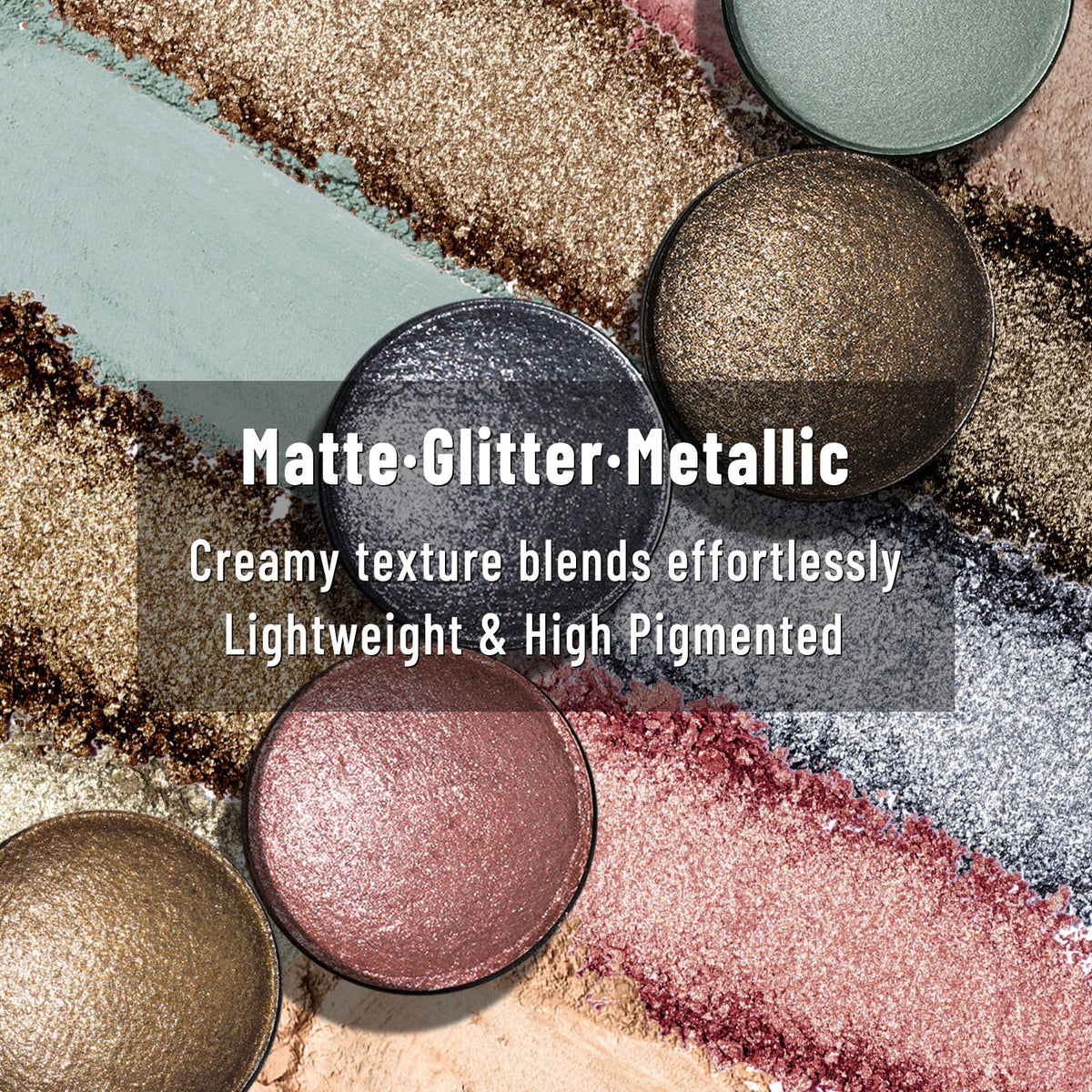 Baked Eyeshadow Makeup Palette 16 Pigmented Soft Neutrals Taupe Earth Tones Smoky Shades Glitter Matte Metallic Y849048