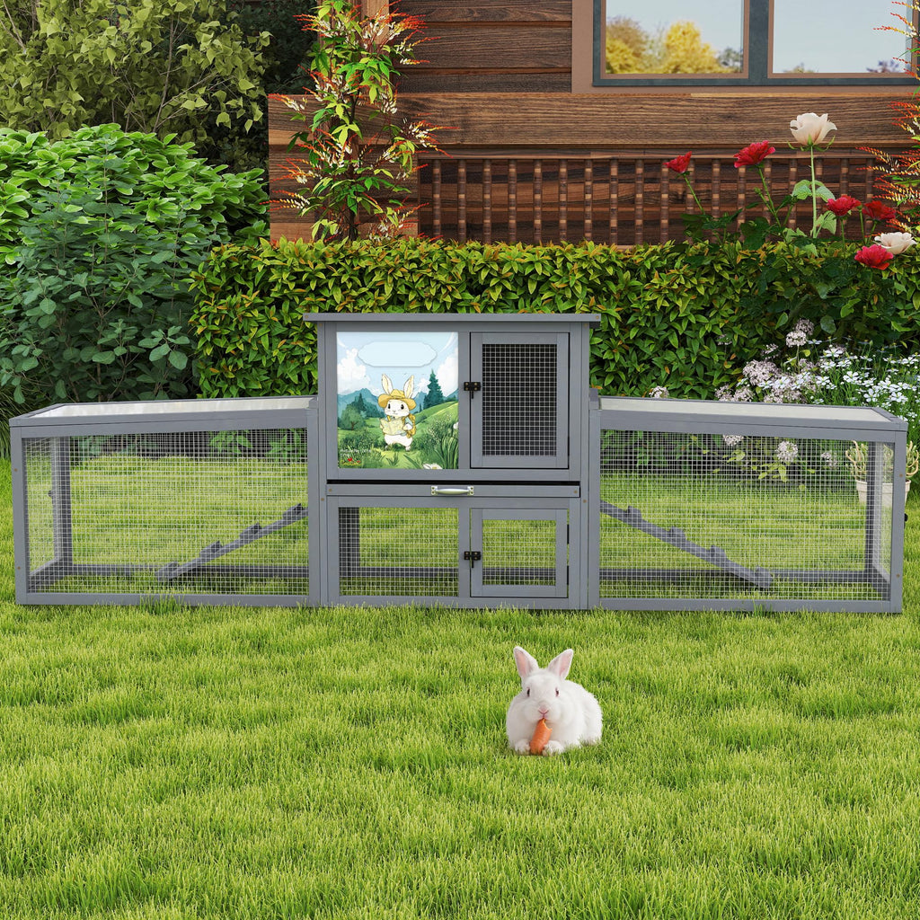 Extra Large Wood Rabbit Hutch with Cleaning Tray S3816